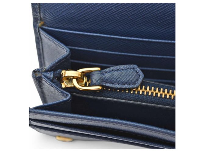 Langer Prada Saffiano Ledergeldbörse Blau - Ansicht 10