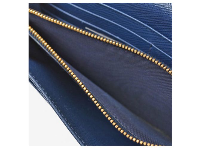 Langer Prada Saffiano Ledergeldbörse Blau - Ansicht 14