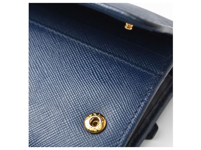 Langer Prada Saffiano Ledergeldbörse Blau - Ansicht 15