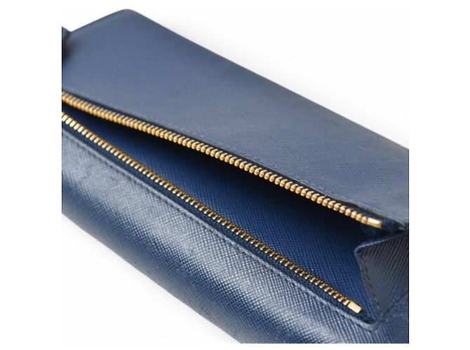 Langer Prada Saffiano Ledergeldbörse Blau - Ansicht 18
