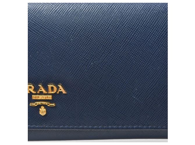 Langer Prada Saffiano Ledergeldbörse Blau - Ansicht 19