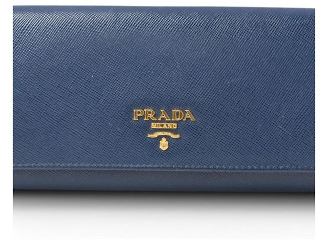 Langer Prada Saffiano Ledergeldbörse Blau - Ansicht 2