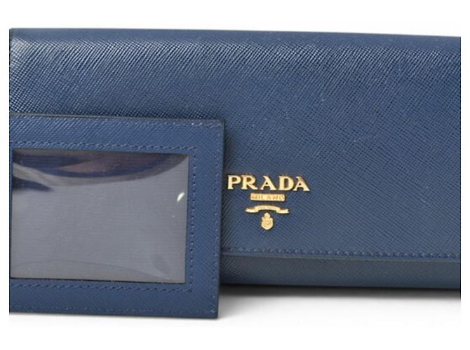 Langer Prada Saffiano Ledergeldbörse Blau - Ansicht 20