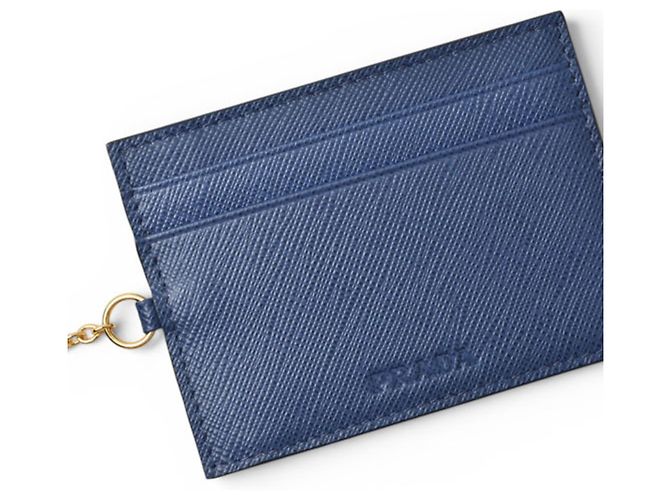 Langer Prada Saffiano Ledergeldbörse Blau - Ansicht 4