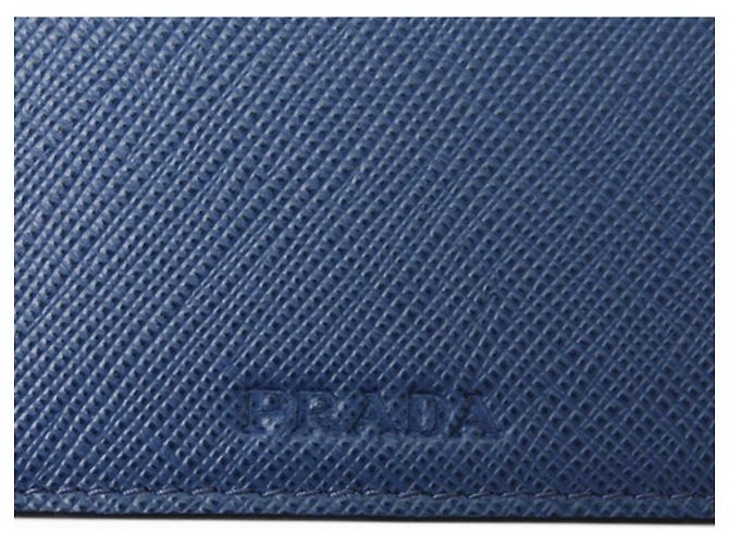 Langer Prada Saffiano Ledergeldbörse Blau - Ansicht 5