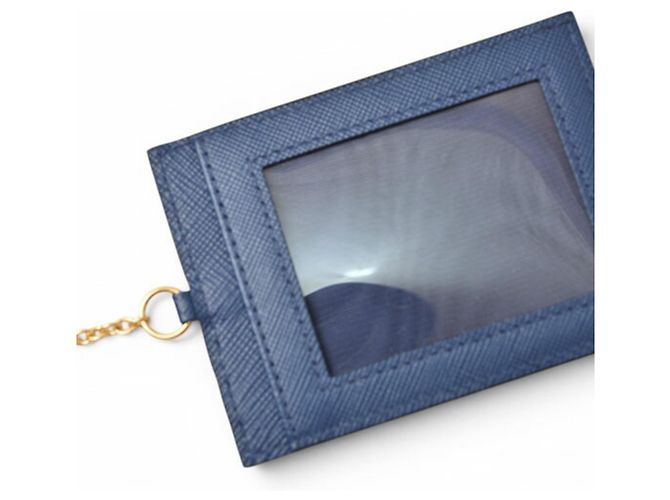 Langer Prada Saffiano Ledergeldbörse Blau - Ansicht 6