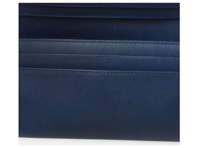 Langer Prada Saffiano Ledergeldbörse Blau - Ansicht 9