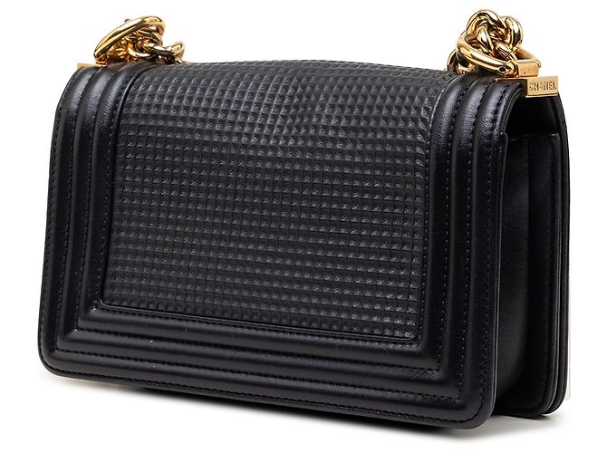Chanel Blue Small Lambskin Embossed Cube Boy Flap Blu navy - vista 2