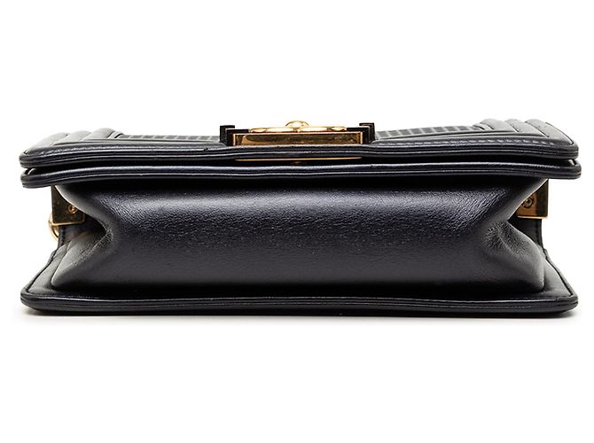 Chanel Blue Small Lambskin Embossed Cube Boy Flap Blu navy - vista 3