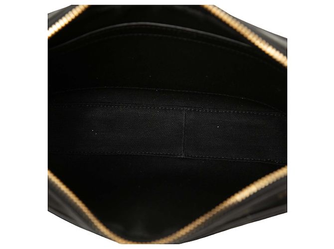 Céline Celine Black Medium Triomphe Coated Canvas Logo Crossbody Nero - vista 4