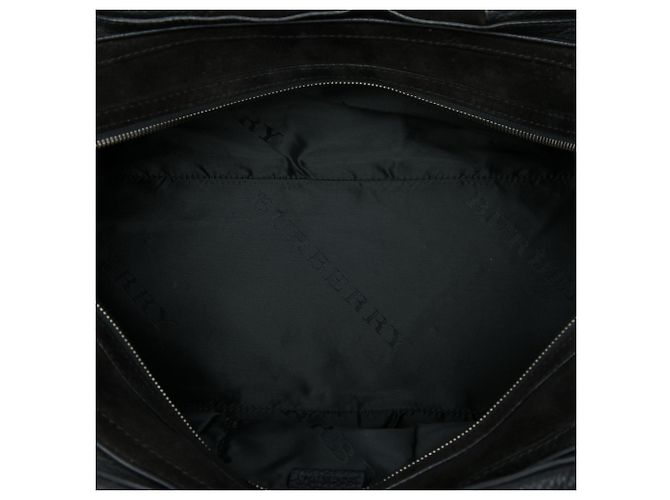 Borsa satchel in pelle di vitello martellata nera e scamosciata Burberry Nero - vista 4