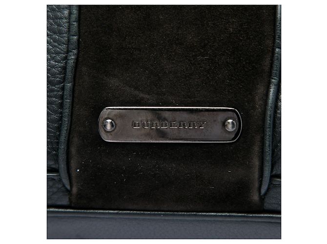Borsa satchel in pelle di vitello martellata nera e scamosciata Burberry Nero - vista 5