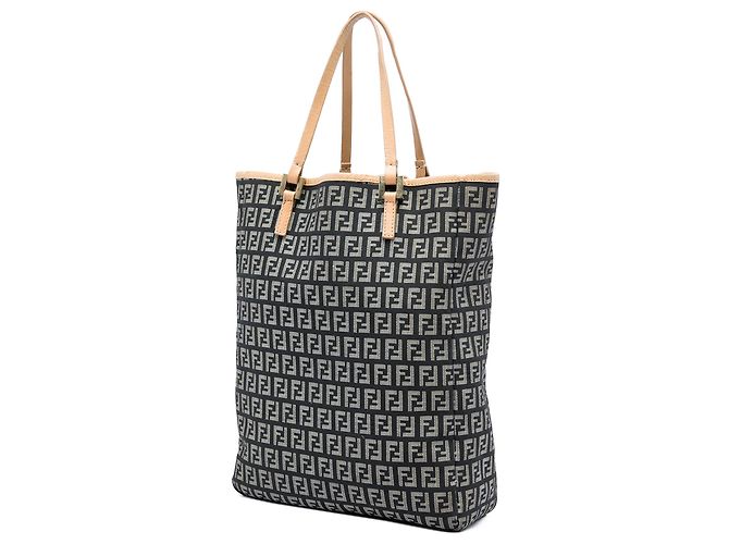 Fendi Gray Zucchino Canvas Tote Brown - view 2