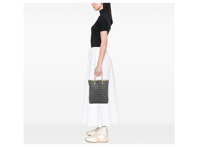 Fendi Gray Zucchino Canvas Tote Brown - view 5