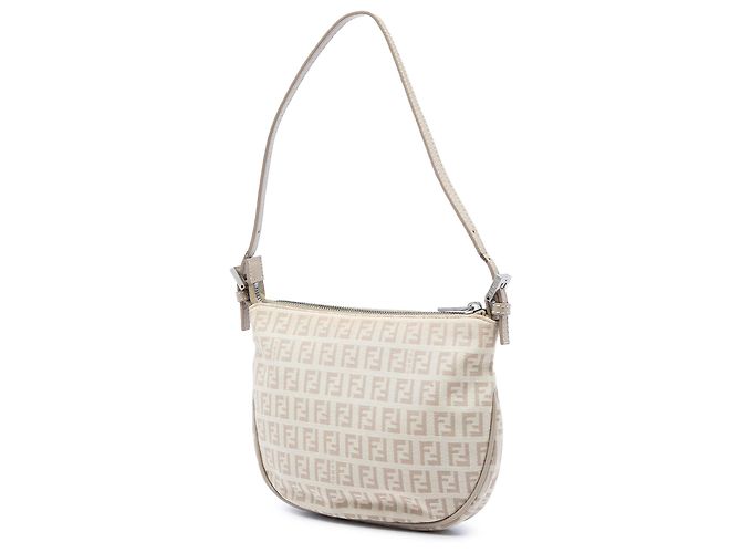 Borsa a tracolla Fendi in tela Zucchino beige - vista 2