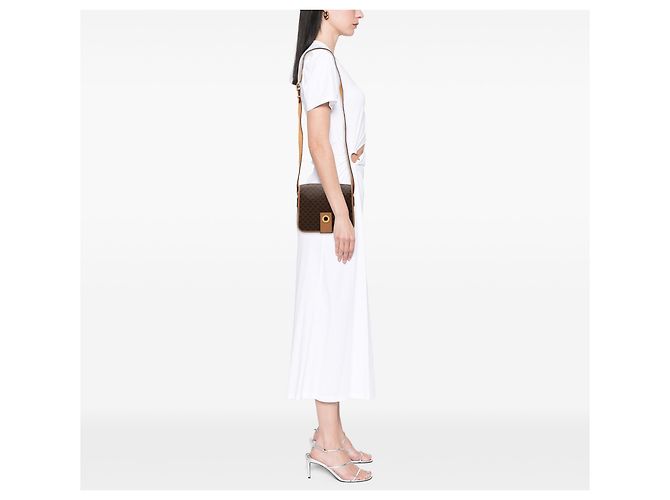 16 Céline Celine Bolso bandolera de lona revestida Macadam marrón Castaño - vista 6