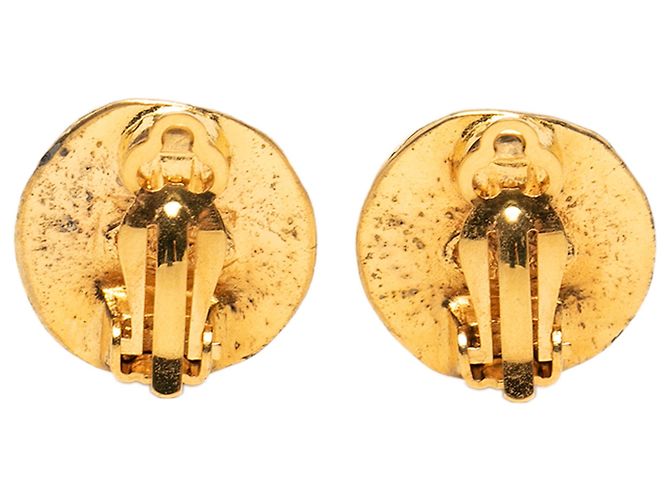 Orecchini Chanel Gold CC placcati oro tondi con clip D'oro - vista 2