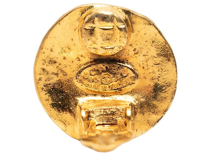 Orecchini Chanel Gold CC placcati oro tondi con clip D'oro - vista 3