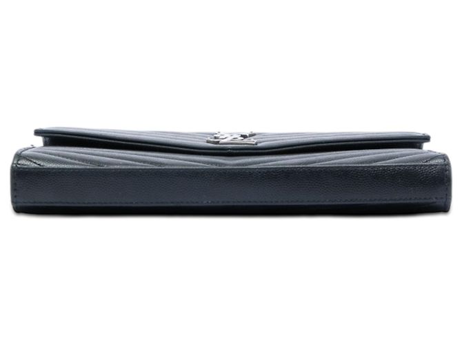 Portafoglio a catena envelope Cassandre in pelle grain de poudre nera Saint Laurent Nero - vista 3