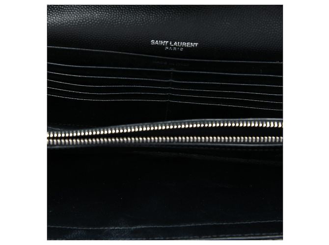 Portafoglio a catena envelope Cassandre in pelle grain de poudre nera Saint Laurent Nero - vista 4