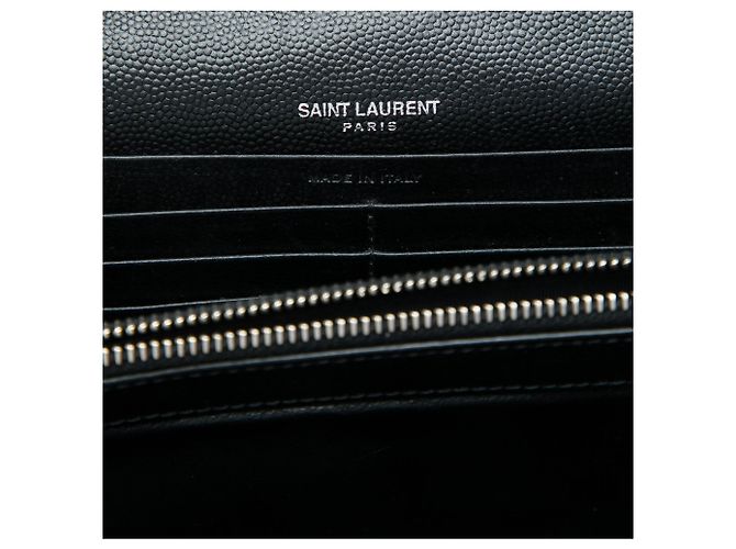 Portafoglio a catena envelope Cassandre in pelle grain de poudre nera Saint Laurent Nero - vista 5