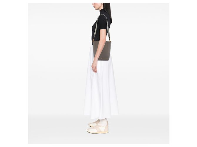 Céline Borsa Celine Gray Small Soft Grained Calfskin Seau Sangle Bucket Bag Marrone - vista 7