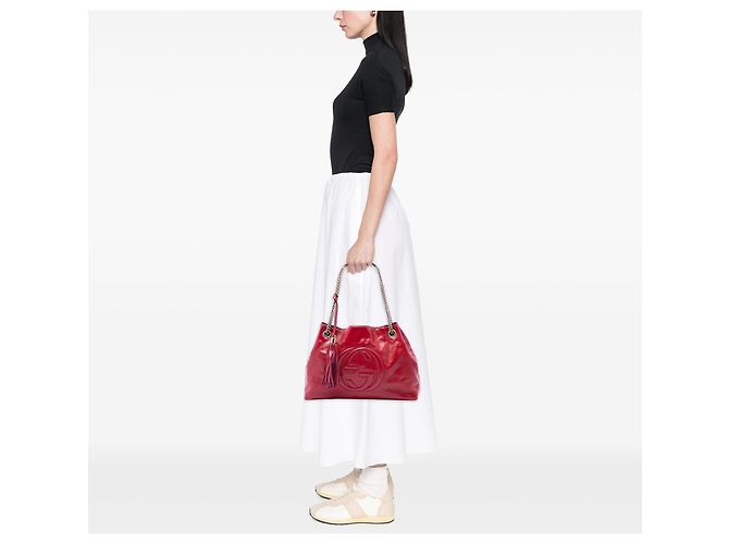 Gucci Red Medium Patent Soho Chain Tote Rot - Ansicht 6