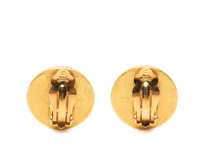 Orecchini a clip Chanel Gold CC placcati oro con perle finte intrecciate e smalto D'oro - vista 2