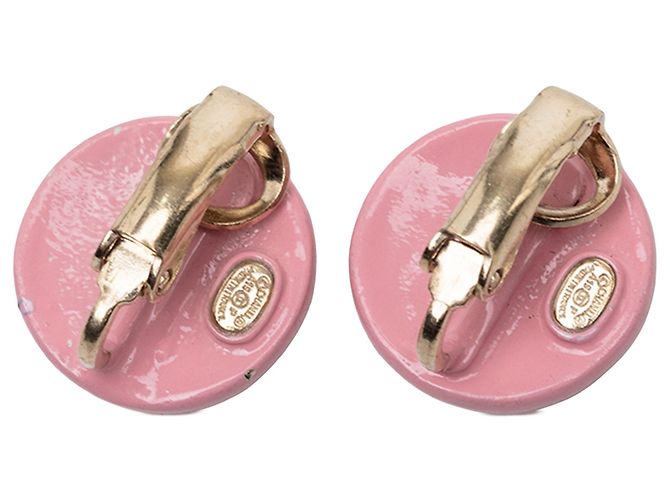 Orecchini Chanel Pink CC placcati oro ed smalto a clip - vista 2