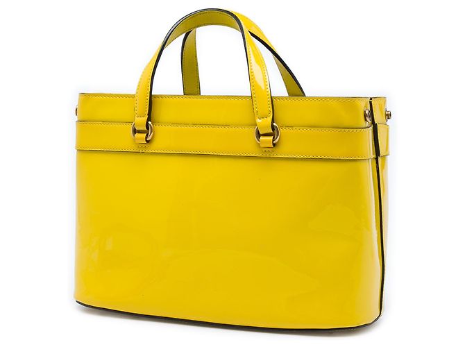 Borsa Gucci Yellow Patent Bright Bit Giallo - vista 2