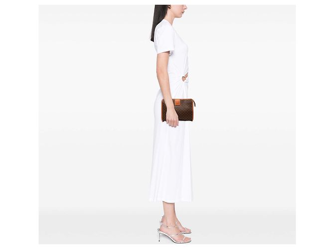 Céline Clutch de lona revestida Celine Marrón Macadam Castaño - vista 7
