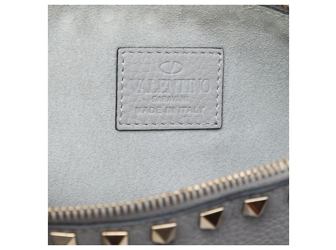 Clutch Valentino Rockstud in pelle di vitello granulata grigia Marrone - vista 5