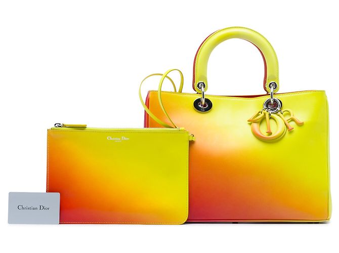 Diorissimo Satchel aus Kalbsleder mit gelbem Farbverlauf, Größe Medium - Ansicht 7