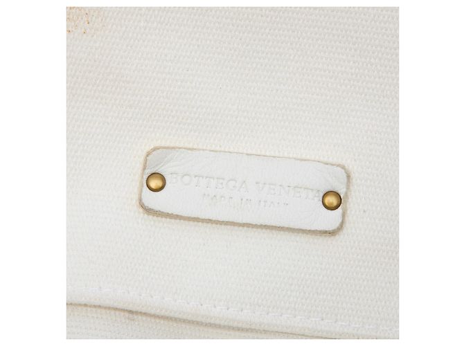 Bottega Veneta White Canvas Braided Tote Weiß - Ansicht 5
