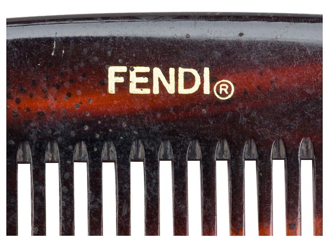 Pettine per capelli in acetato tartarugato marrone Fendi Marrone scuro - vista 3