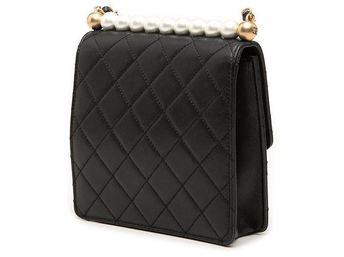 Chanel Black Small Lambskin Chic Pearls Flap Nero - vista 2