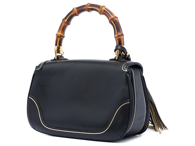 Borsa Gucci Black Medium Calfskin New Bamboo Top Handle Nero - vista 2