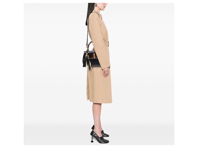 Borsa Gucci Black Medium Calfskin New Bamboo Top Handle Nero - vista 5