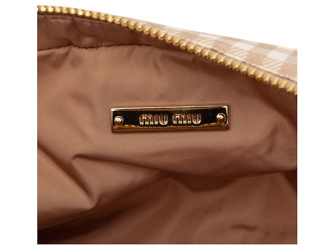 Pochette da polso in nylon Vichy beige Miu Miu - vista 5