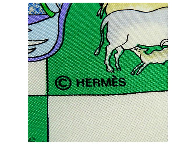 Sciarpa in seta Hermès Green Fantaisies Indiennes 90 - vista 4