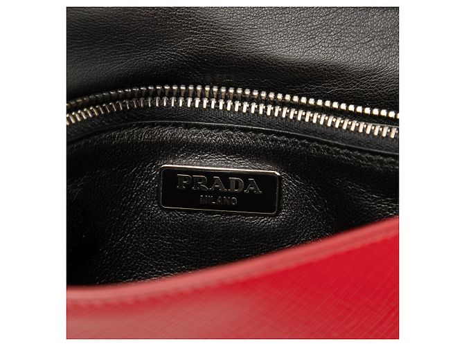 Borsa a tracolla Prada Red Saffiano Vernice Rosso - vista 5