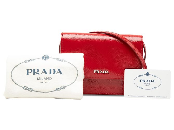 Borsa a tracolla Prada Red Saffiano Vernice Rosso - vista 7