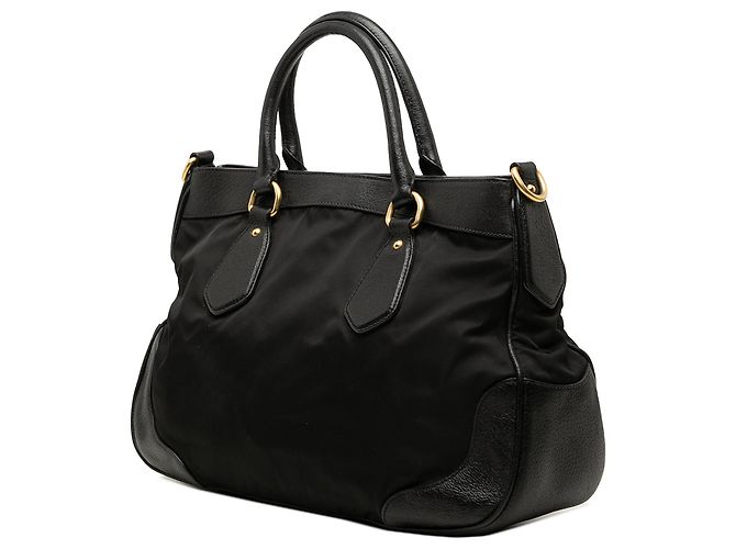 Borsa Tessuto di Prada con bordi in pelle nera Nero - vista 2