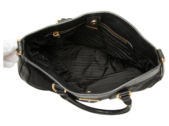 Borsa Tessuto di Prada con bordi in pelle nera Nero - vista 4