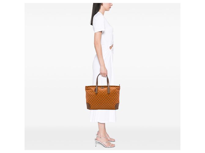 Tote en toile GG Web orange Gucci - vue 6