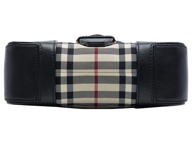 Burberry Black Small Haymarket Check Nylon e Pelle Dickens Crossbody Nero - vista 3