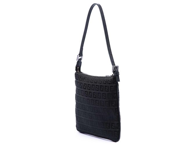 Borsa a tracolla Fendi in tela Zucchino nera Nero - vista 2
