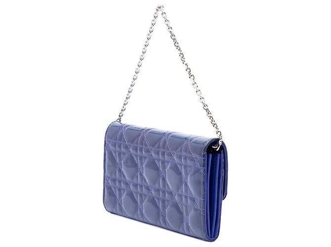 Portafoglio con catena Miss Dior in vernice blu cannage Dior Blu scuro - vista 2