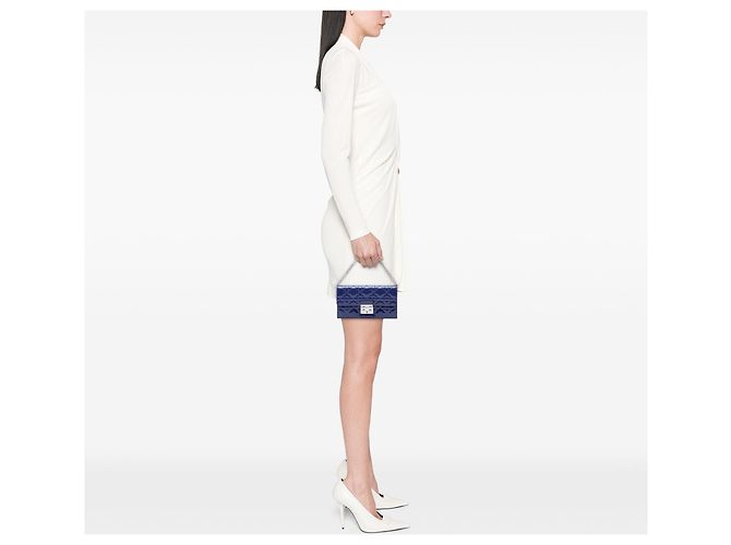 Portafoglio con catena Miss Dior in vernice blu cannage Dior Blu scuro - vista 6