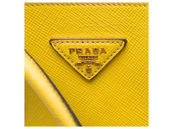 Prada Borsa Double Saffiano Cuir Gialla Medium Giallo - vista 5